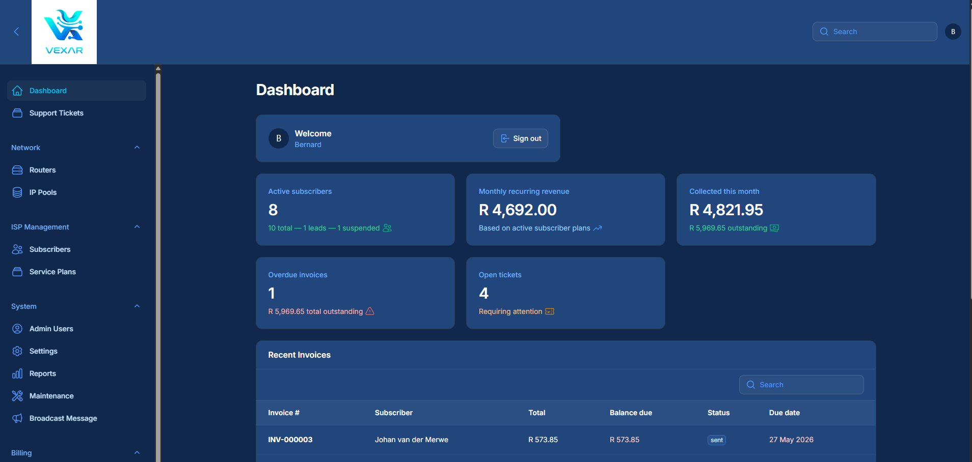 Vexar Admin Dashboard